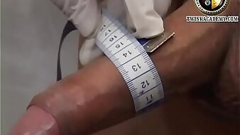 The doctor's double finger anal exam makes his uncircumcised latino teen dick bells enduring