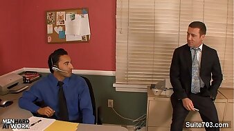 Remarkable gay fucking butts all over the office