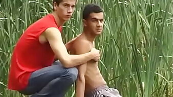 Passionate twinks make in foreign lands open-air
